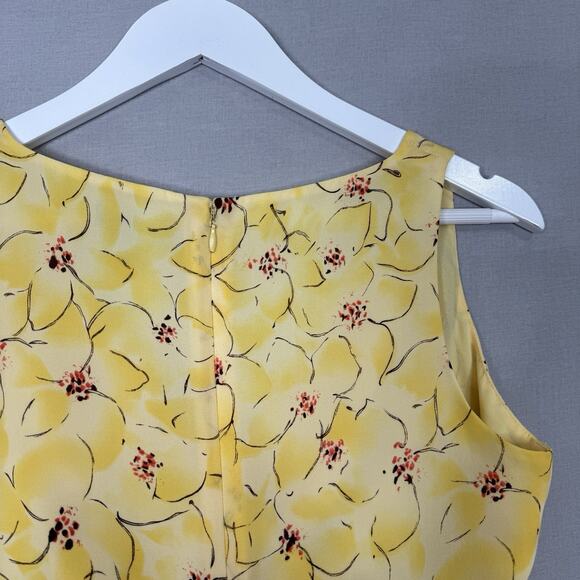 Vintage Ann Taylor Womens Top 4 Yellow Silk Floral Babydoll Dainty Fairy Y2K 90s - Picture 8 of 10